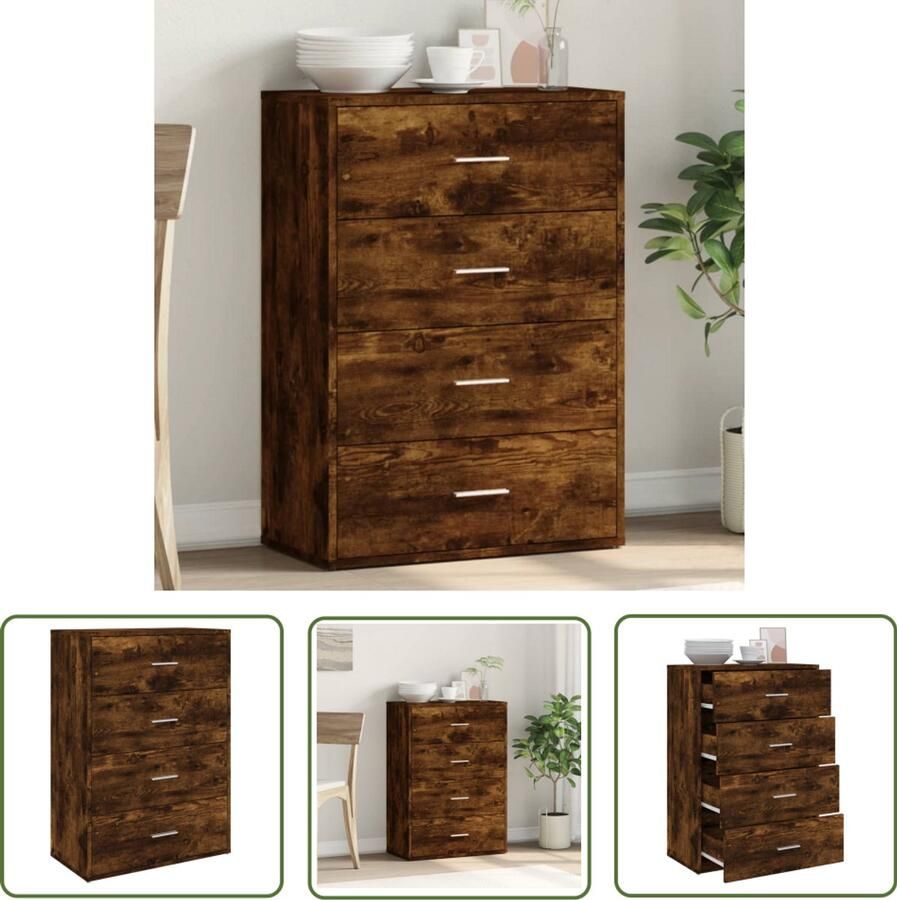 VidaXL Dressoir 60x31x84 cm bewerkt hout gerookt eikenkleurig Dressoir Tv-meubel Houten Dressoir Bruine Dressoir Opbergkast