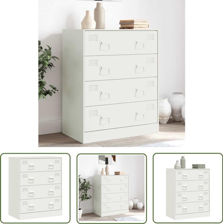 The Living Store Dressoir 67x39x83 cm staal wit Televisiescherm Tv Stand Dressoir Opbergkast Salontafel