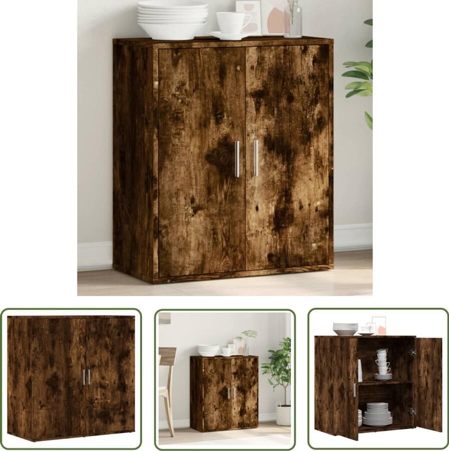 VidaXL Dressoir 79x38x80 cm bewerkt hout gerookt eikenkleurig Dressoir Tv-meubel Houten Dressoir Bruine Dressoir Vintage Dressoir