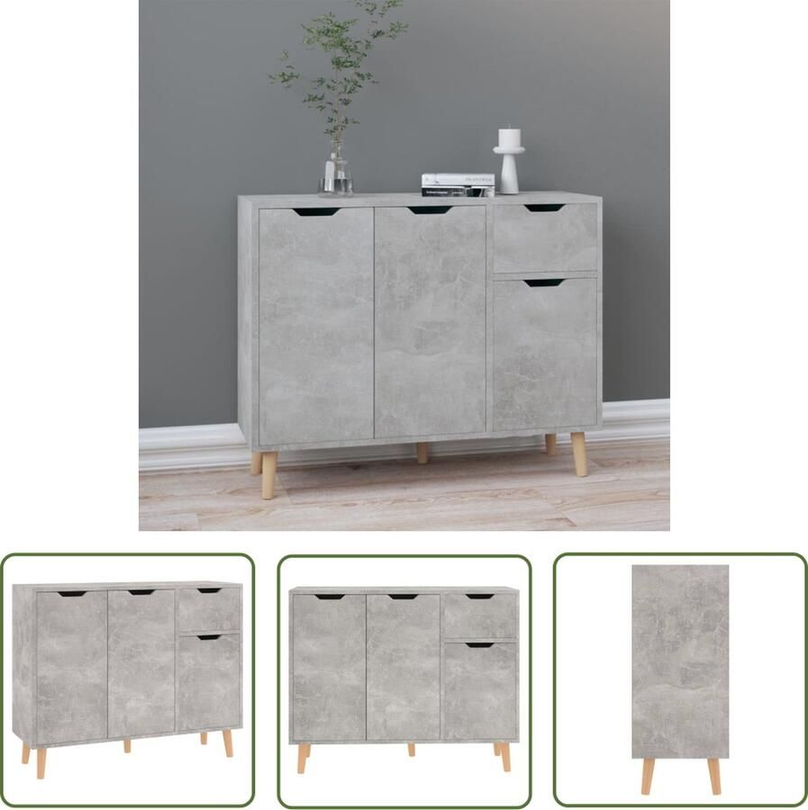 VidaXL Dressoir 90x30x72 cm bewerkt hout betongrijs Dressoir Tv-meubel Houten Dressoir Grijze Dressoir Modern Dressoir