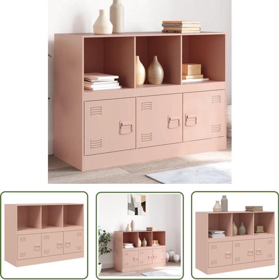 VidaXL Dressoir 99x39x73 cm staal roze Dressoir Tv-meubel Roestvrijstalen Dressoir Vintage Dressoir Modern Dressoir