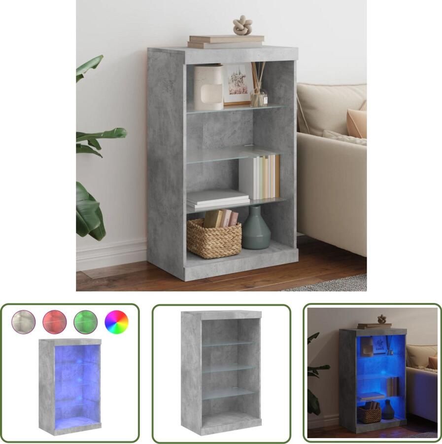 VidaXL Dressoir met LED-verlichting 60 5x37x100 cm betongrijs Dressoir Tv-meubel Houten Dressoir Grijze Dressoir Led Verlichting