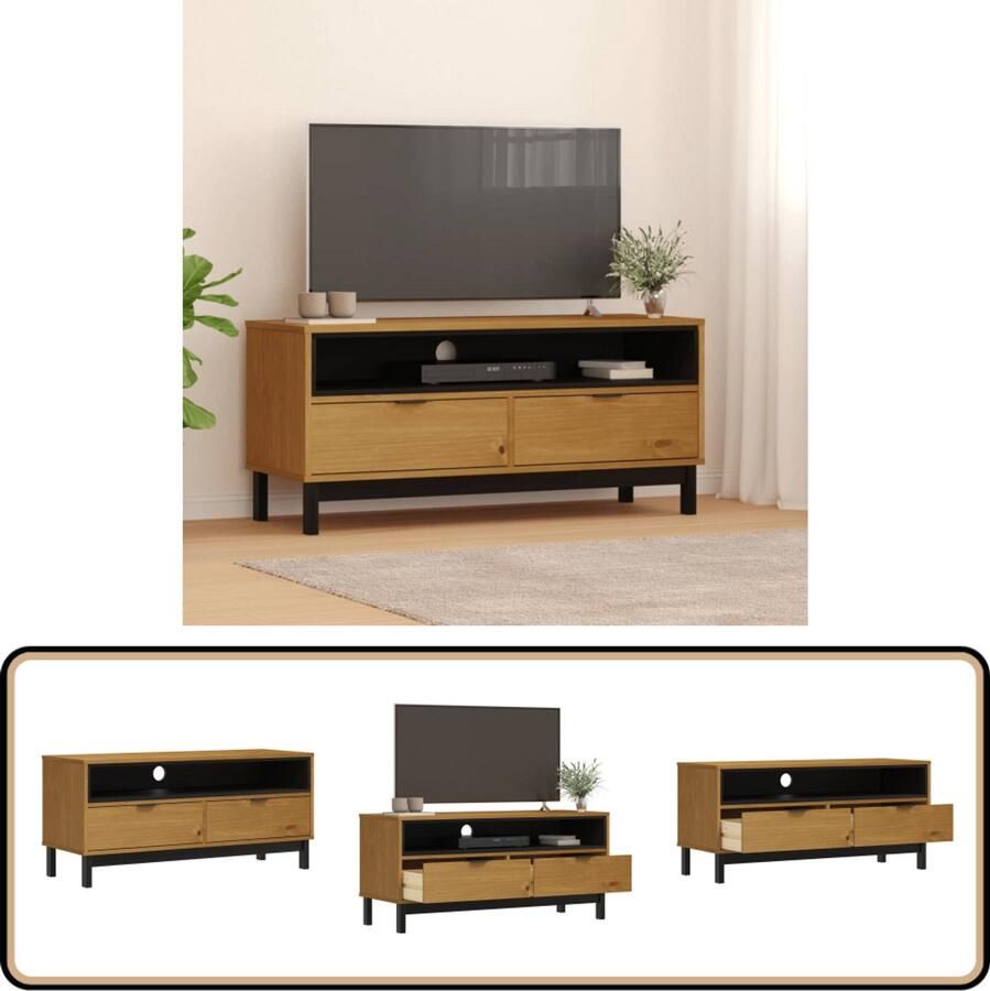 VidaXL TV-meubel FLAM Hout 110x40x50 cm Televisie Meubel Tv Kast Salontafel Hout Grenenhout