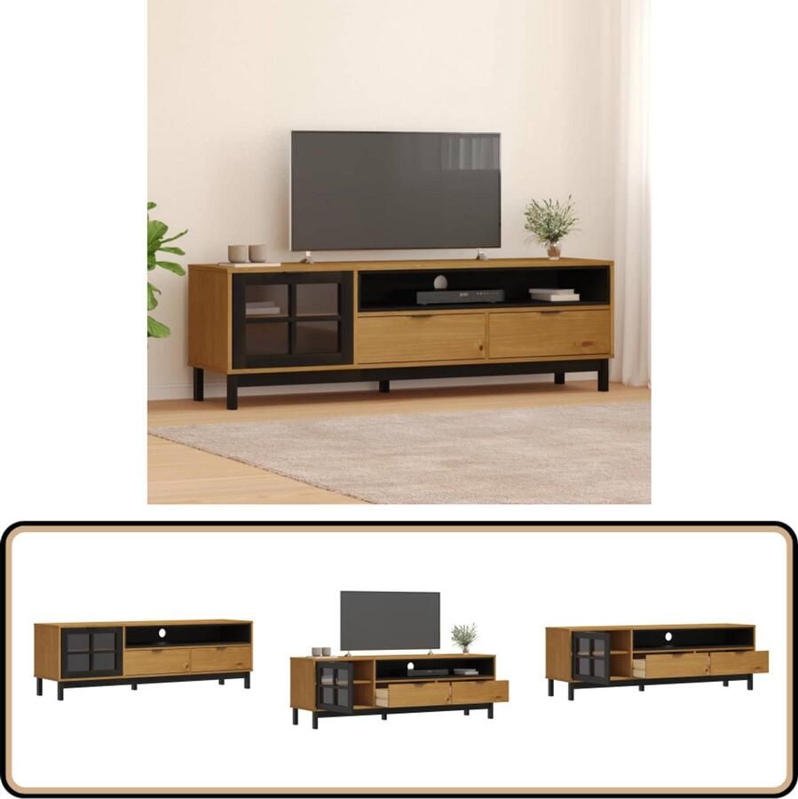 VidaXL TV-meubel FLAM Massief Grenenhout 158 cm Televisie Meubel Tv Kast Salontafel Hout Grenenhout