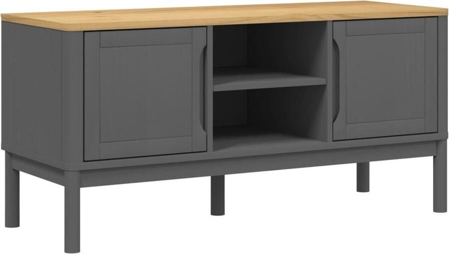 VidaXL -Tv-meubel-FLORO-114x43x55-cm-massief-grenenhout-grijs
