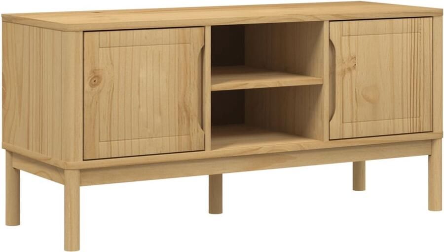 VidaXL Tv-meubel FLORO 114x43x55 cm wasbruin Tv-meubel Salontafel Vloerkleed Livingroomdecor Rustic Furniture
