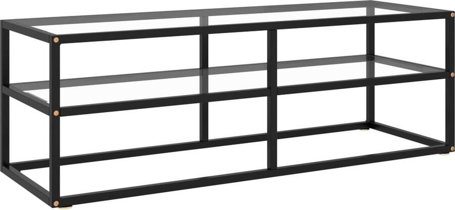 VidaXL Tv-meubel Gehard glas 120x40x40 cm Zwart Televisiekast Mediabox Vitrinekast Tv Stand Salontafel Modern Meubilair Glazen Kast Metalen Kast Zwarte Kast - Foto 2