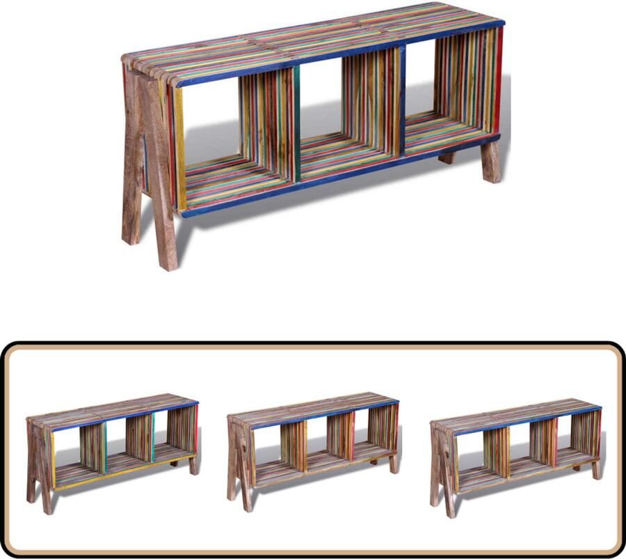 VidaXL Tv-meubel gerecycled teak 3 vakken stapelbaar Vintage Tv-meubel Tv Meubels Houten Tv-stand Multifunctionele Kast Retro Interieur