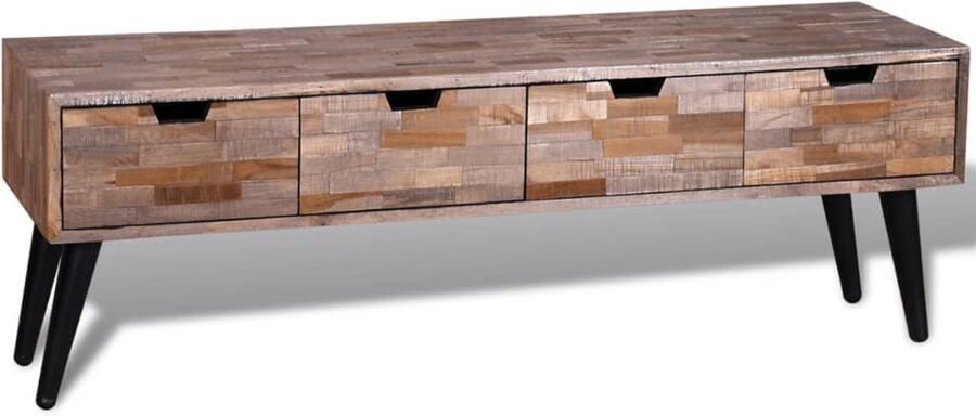 VidaXL Tv-meubel gerecycled teak 4 lades 120x31x40 cm Tv-meubel Vintage Meubilair Teak Meubel Houten Kast Lade Kast