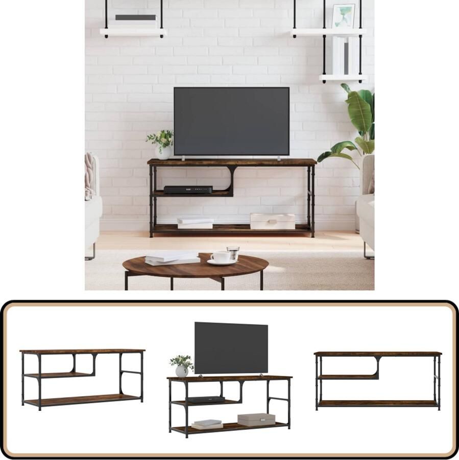 VidaXL Tv-meubel gerookt eiken 103x38x46 5 cm TV Kast Industrieel Meubilair Houten Tv Stand Tv Tafel Salontafel Livingroom Furniture
