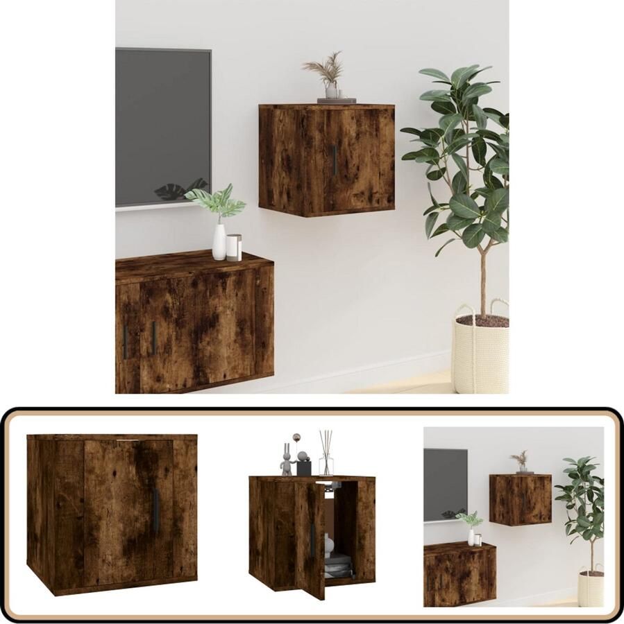 VidaXL Tv-meubel Gerookt Eiken 40x34 5x40 cm TV Meubel Wandmontage Houten Meubilair Bruine Meubels Tv Kast