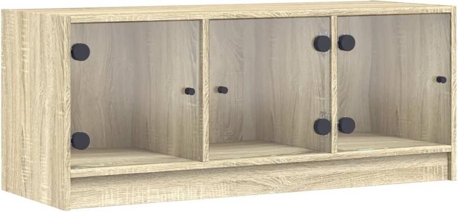 VidaXL Tv-meubel Glazen deuren Sonoma eikenkleurig Tv Meubel Salontafel Houten Tv Kast Tv Stand Mediastand