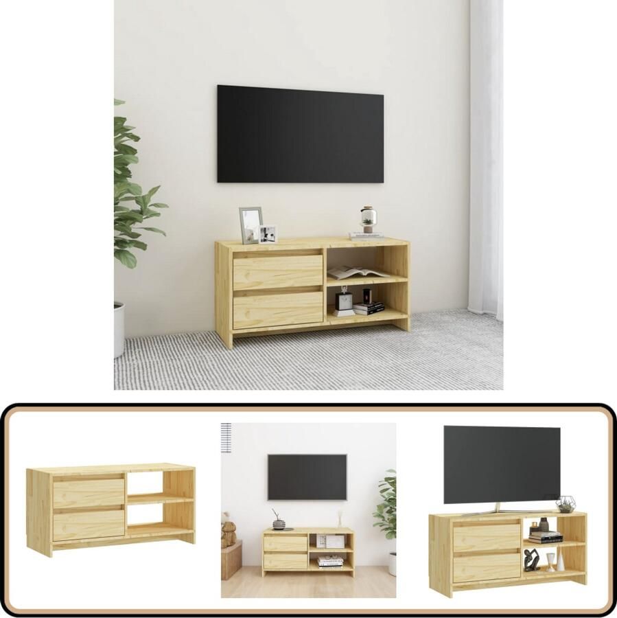 VidaXL Tv-meubel Grenenhout 80x31x39 cm Tv-meubel Houten Tv-meubel Grenenhout Tv-meubel Tv-kast Livingroom Meubilair Design Tv-meubel Bruin Tv-meubel Tv-stand Opbergkast Boekenplank