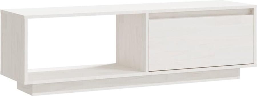 VidaXL Tv-meubel Grenenhout Wit 110x30x33 5 cm Tv-meubel Houten Tv-meubel Grenenhouten Tv-meubel Witte Tv-meubel Tv-kast Livingroom Meubilair Opbergkast Boekenplank Decoratief Item Design Tv-meubel