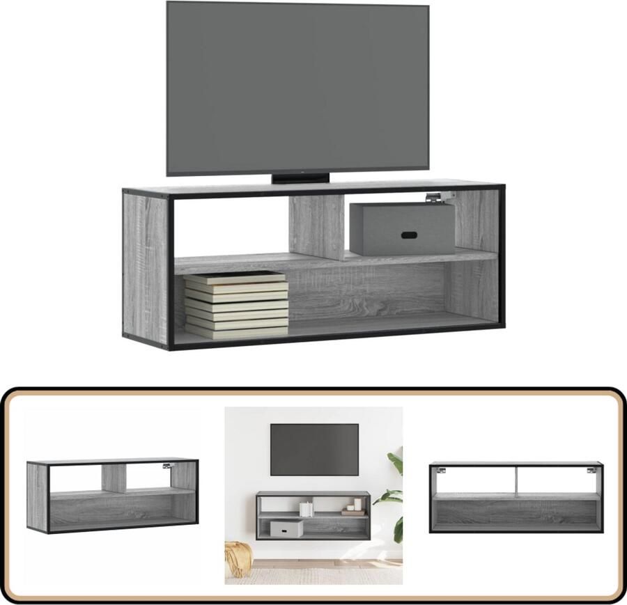 VidaXL Tv-meubel Grijs Sonoma Eiken 100 cm Tv Kast Tv Meubel Salontafel Media Kast Houten Tv Meubel