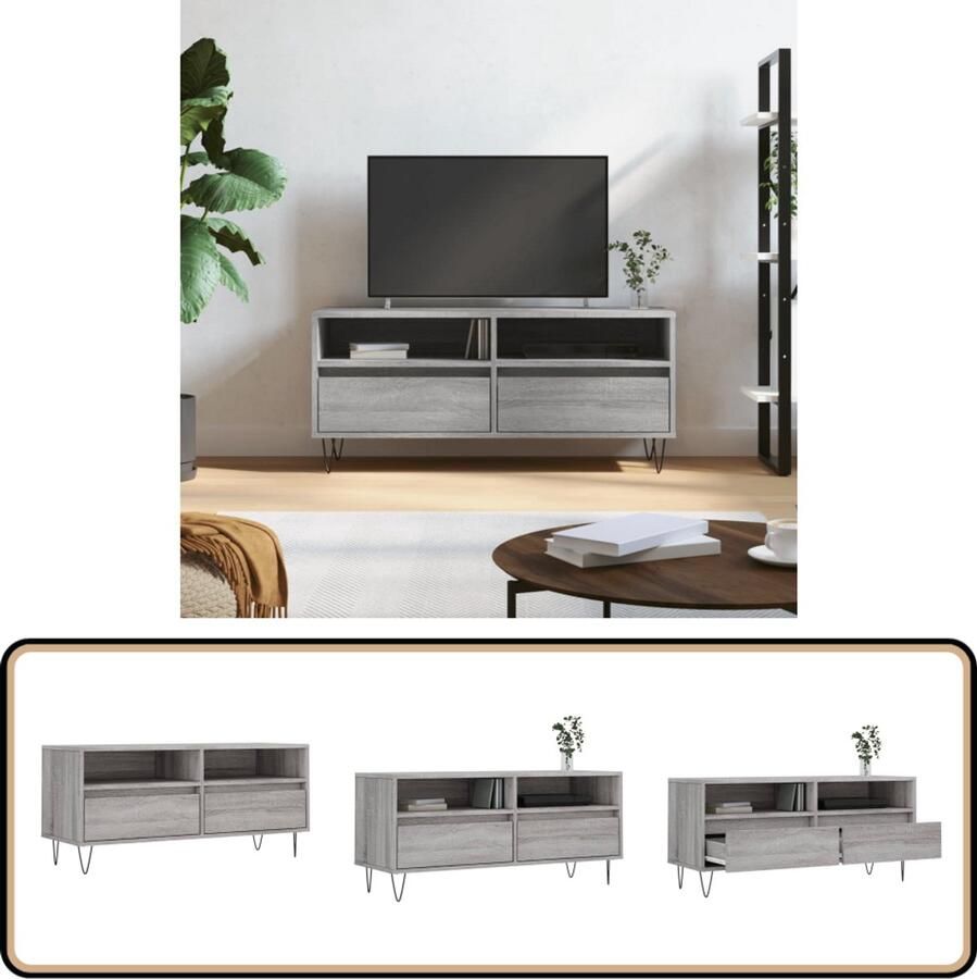 VidaXL Tv-meubel Grijs Sonoma Eiken 100x34 5x44 5 cm Tv-meubel Houten Tv-meubel Grijze Tv-meubel Tv Kast Media Kast