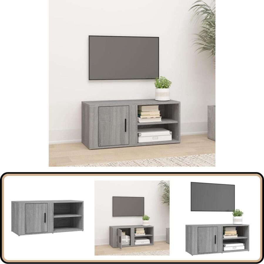 VidaXL Tv-meubel Grijs Sonoma Eiken 80x31 5x36 cm Tv Kast Mediakast Salontafel Houten Meubels Grijze Meubels Tv Stand Opslagruimte Bergruimte