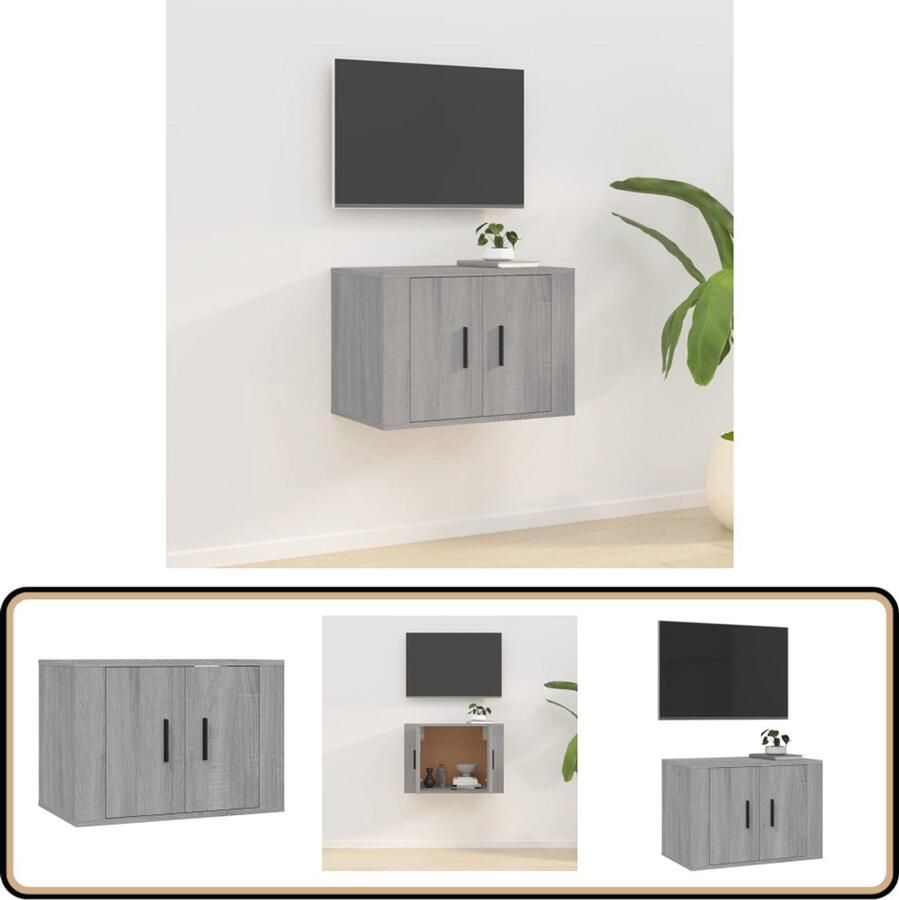 VidaXL Tv-meubel grijs sonoma eiken compact en stijlvol TV Wandmeubel Tv Kast Salon Meubilair Houten Tv Stand Grijze Tv Tafel