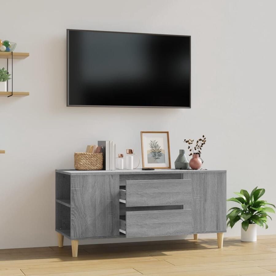 VidaXL Tv-meubel grijs sonoma eikenkleur 102x44 5x50cm Tv Meubel Scandinavisch Design Grijze Tv Kast Houten Tv Stand Salontafel Media Kast Opbergruimte - Foto 2