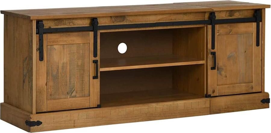 VidaXL Tv-meubel HALDEN 2 schuifdeuren 150x40x60 cm massief hout
