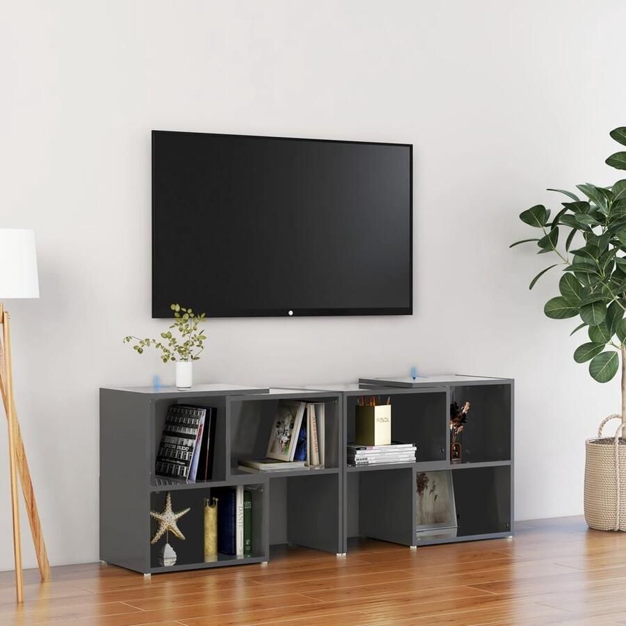 VidaXL Tv-meubel Hoogglans Grijs 104x30x52 cm Tv Kast Tv Stand Houten Tv Kast Grijze Tv Kast Media Kast Salon Meubilair Slaapkamer Meubilair - Foto 2