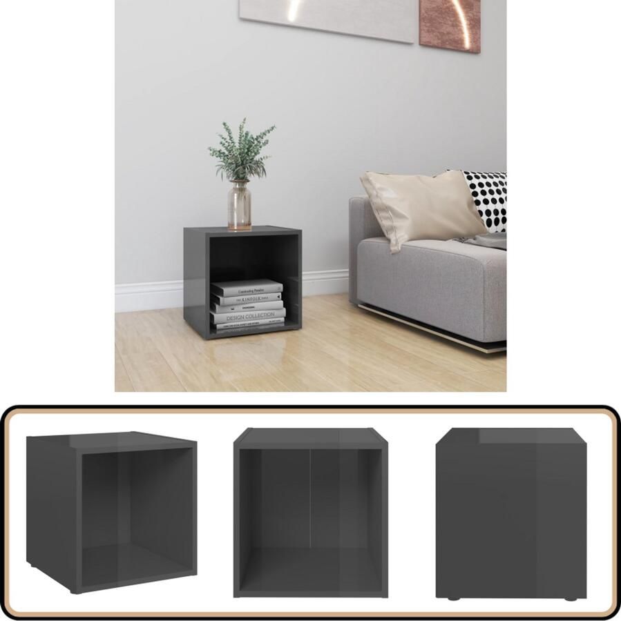 VidaXL Tv-meubel Hoogglans Grijs 37x35x37 cm Televisieserie Tv Meubilair Tv Tafel Mediabox Houten Tv Stand Grijze Tv Kast