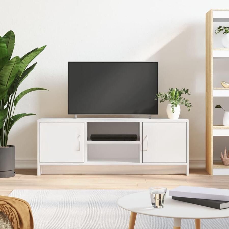 VidaXL Tv-meubel Hoogglans wit 102x30x37 5 cm Tv-meubel Houten Tv-meubel Witte Tv-standaard Media Kast Salontafel Woonkamer Meubilair Opslagoplossing Modern Tv-meubel Stijlvol Tv-meubel - Foto 2