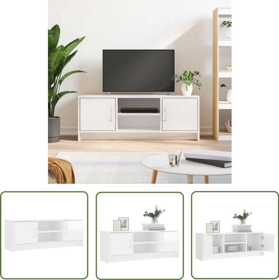 VidaXL Tv-meubel Hoogglans wit 102x30x37 5 cm Tv-meubel Houten Tv-meubel Witte Tv-standaard Media Kast Salontafel Woonkamer Meubilair Opslagoplossing Modern Tv-meubel Stijlvol Tv-meubel