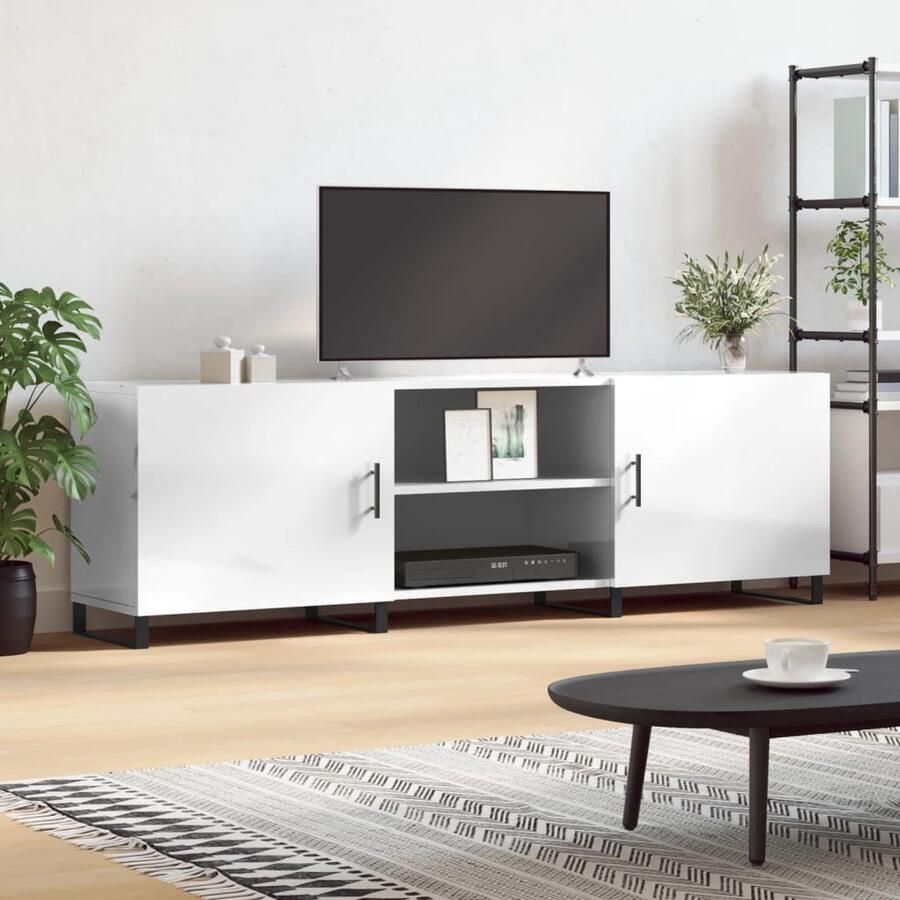 VidaXL Tv-meubel Hoogglans wit 150x30x50 cm Tv Meubel Kast Opbergkast Salontafel Woonkamerdecoratie Witte Tv Stand Houten Tv Meubel - Foto 2