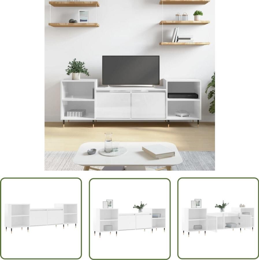 VidaXL Tv-meubel Hoogglans wit 160x35x55 cm Tv Kast Tv Meubel Media Kast Salontafel Woonkamerinrichting Witte Tv Stand Houtske Tv Kast Modern Tv Meubel