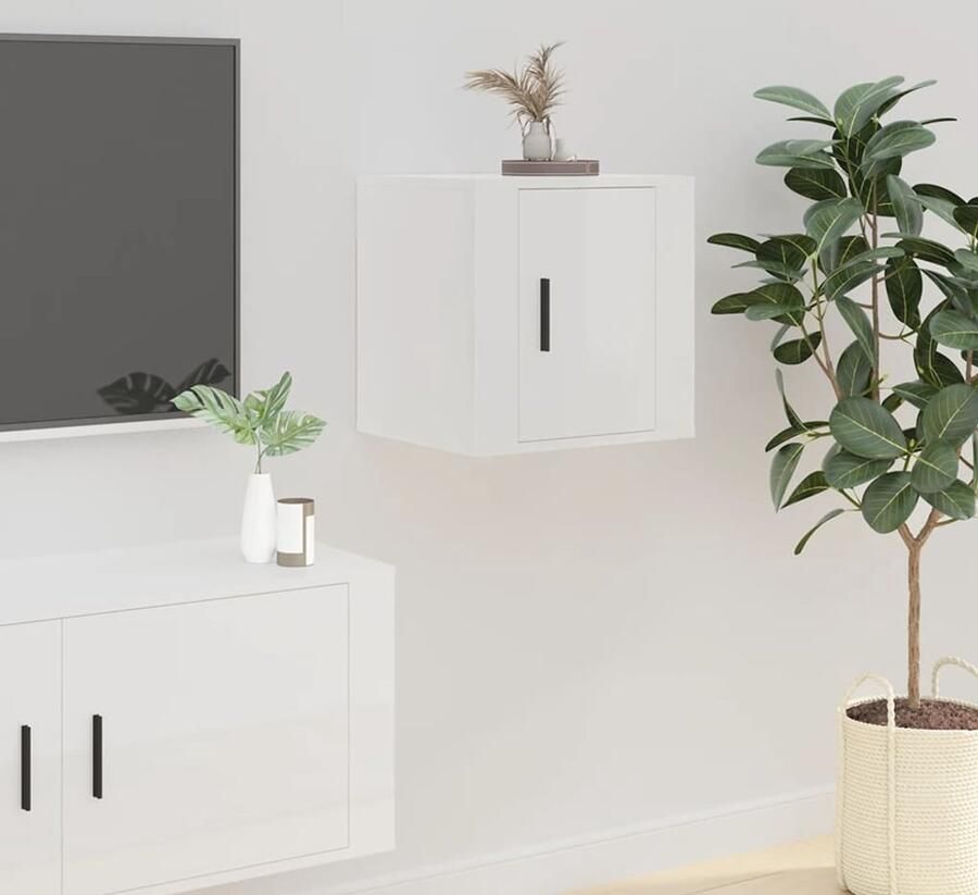 VidaXL Tv-meubel Hoogglans Wit 40x34 5x40 cm Televisiesecretaris Wandtv Meubel Tv Stand Witte Tv Tafel Houten Tv Kast