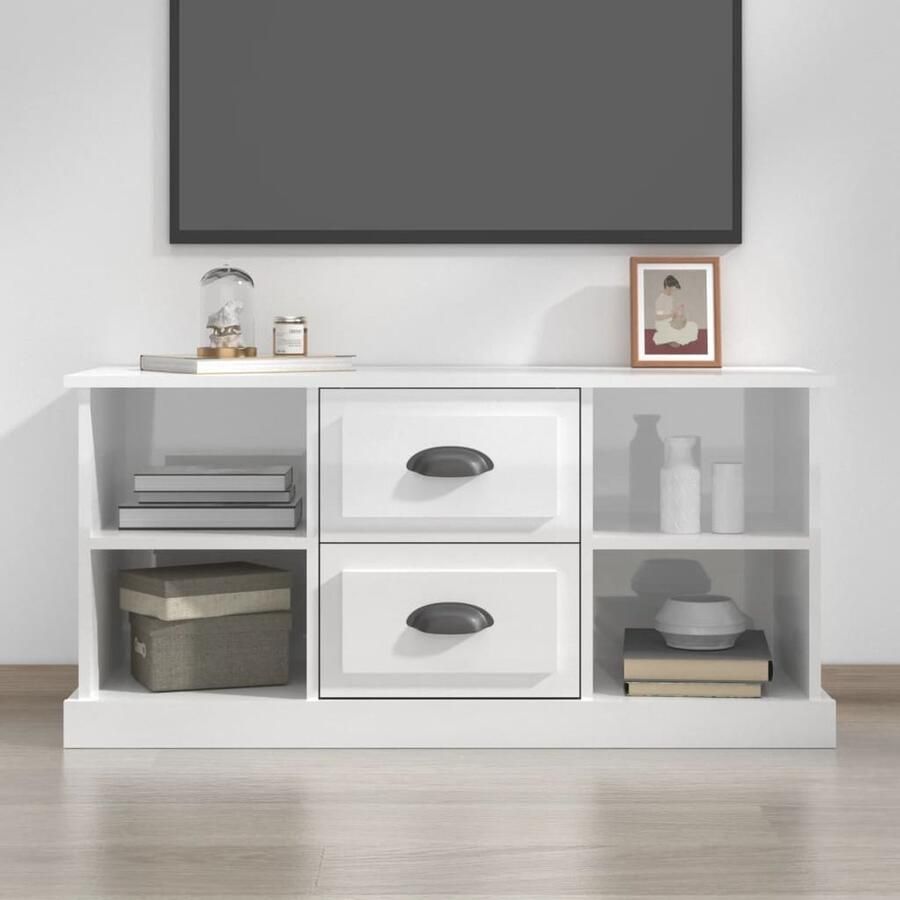 VidaXL Tv-meubel Hoogglans Wit 99 5x35 5x48 cm Tv Meubels Televisiescherm Kast Salontafel Houten Tv Stand Media Kast Living Room Furniture