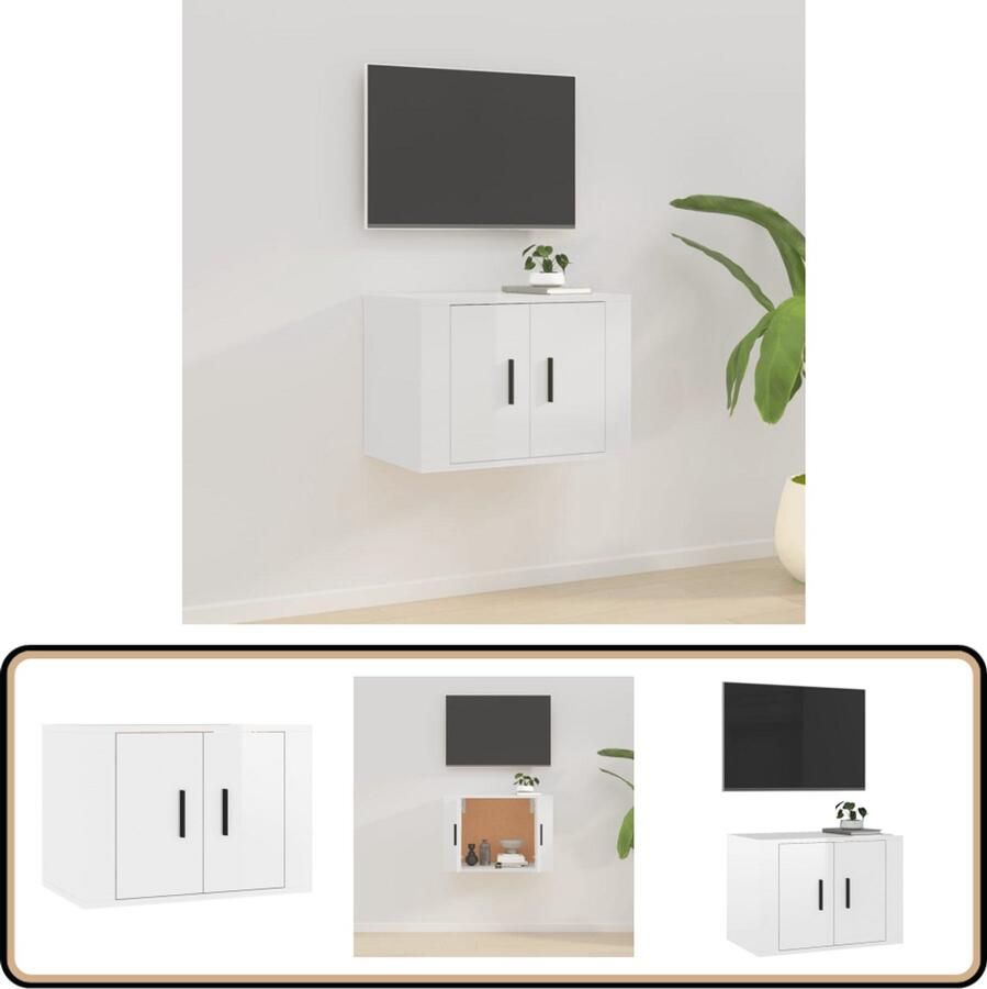 VidaXL Tv-meubel hoogglans wit Compact en stijlvol Televisiesecretaris Wandtv Kast Tv Meubels Houten Tv Stand Witte Tv Kast Compact Tv Meubel