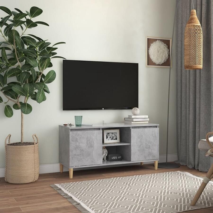 VidaXL Tv-meubel Hout 103 5x35x50 cm Betongrijs Tv-meubel Televisiekast Scandinavisch Meubilair Houtskelet Beton Grijs Salontafel - Foto 2