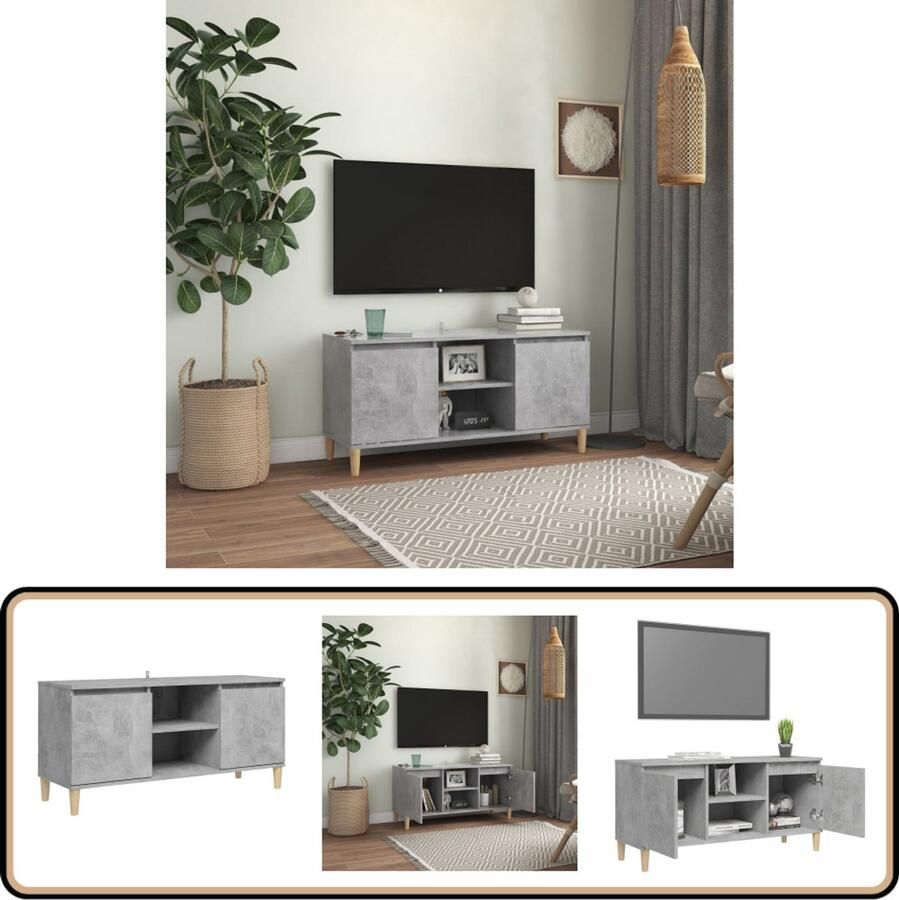 VidaXL Tv-meubel Hout 103 5x35x50 cm Betongrijs Tv-meubel Televisiekast Scandinavisch Meubilair Houtskelet Beton Grijs Salontafel