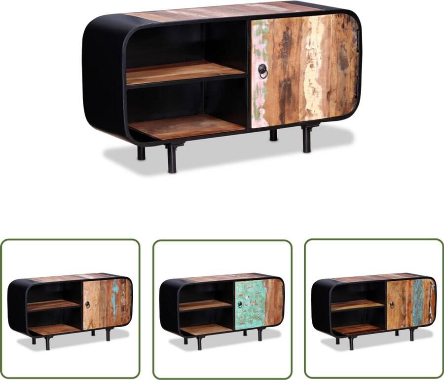 VidaXL Tv-meubel Hout en Metaal 90x30x48 cm Industriele Tv-kast Tv Meubels Houten Tv-kast Vintage Tv-kast Salontafel Opslagkast Media Kast