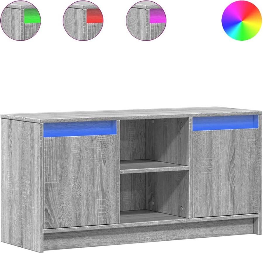 VidaXL Tv-meubel met LED 100x34x50 cm bewerkt hout grijs sonoma eiken