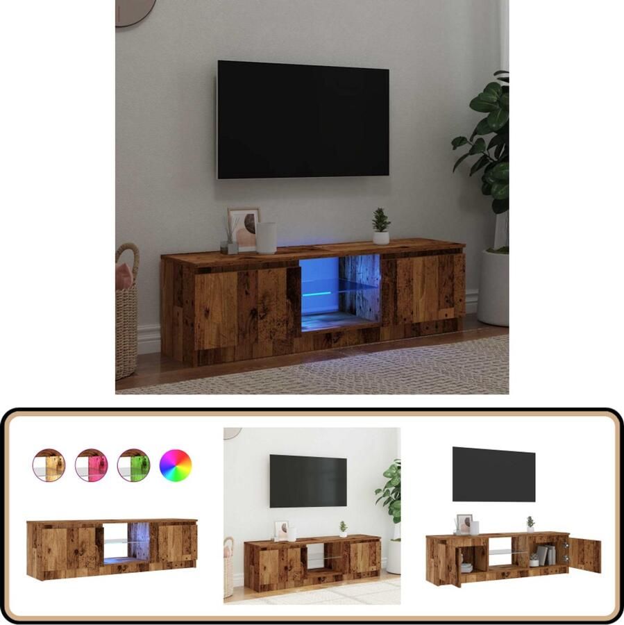 VidaXL Tv-meubel LED 120x30x36 cm Bewerkt hout Tv-meubel Tv-kasten -Tv-standaard Hifi-kast