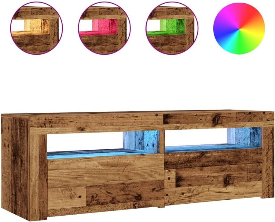 VidaXL Tv-meubel LED 120x35x40 cm Bewerkt Hout Tv-meubel Tv-kasten -Tv-standaard Hifi-kast