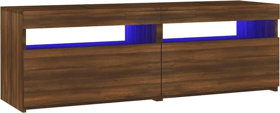 VidaXL Tv-meubel LED 120x35x40 cm Bruin Eiken Televisiescherm Tv Meubilair Tv Tafel Salontafel Woonkamerdecoratie Led Verlichting Houten Meubelen Bruine Meubelen