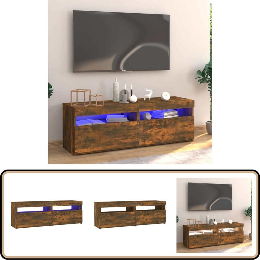 VidaXL Tv-meubel LED 120x35x40 cm Gerookt Eiken TV-meubel Houten TV-stand LED-tv-meubel Modern TV-meubel Bruine TV-bank