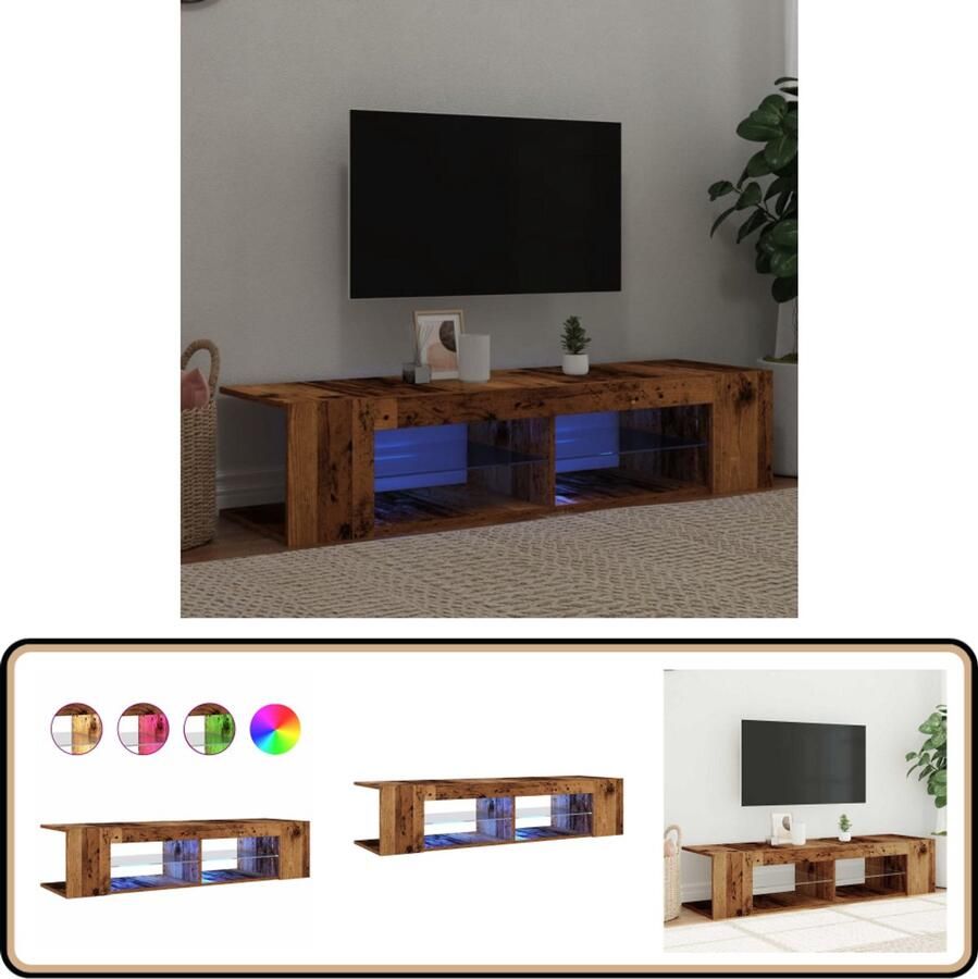 VidaXL Tv-meubel LED 135x39x30 cm Oud Hout Tv-meubel Tv-kasten -Tv-standaard Hifi-kast