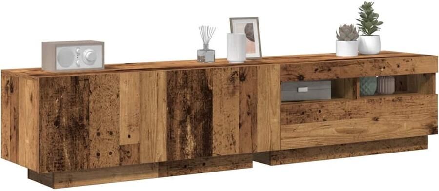 VidaXL Tv-meubel LED 180x35x40 cm Eikenhout Tv Meubel Tv Kast Houten Tv Meubel Eiken Tv Meubel Led Tv Meubel