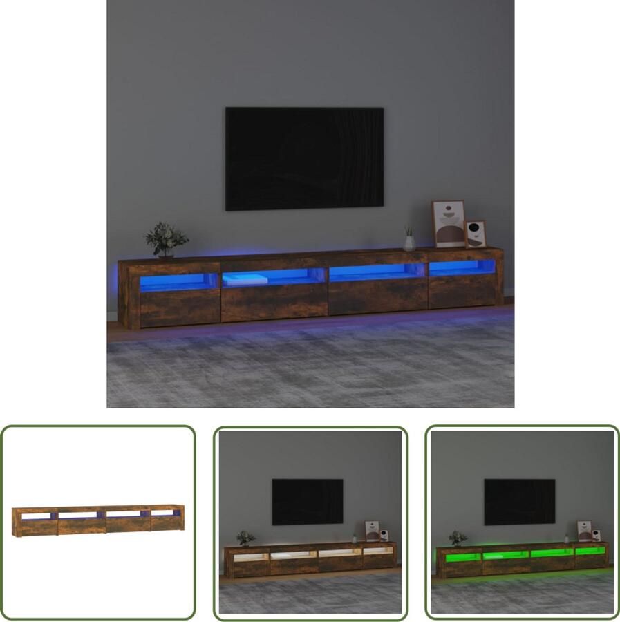 VidaXL Tv-meubel LED 270 cm Gerookt Eiken TV Meubel Tv Kast Led Tv Meubels Houten Tv Kast Bruine Tv Kast Modern Tv Meubel