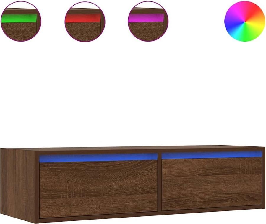 VidaXL Tv-meubel LED-verlichting 100X35 5x25 cm bruin eikenkleur