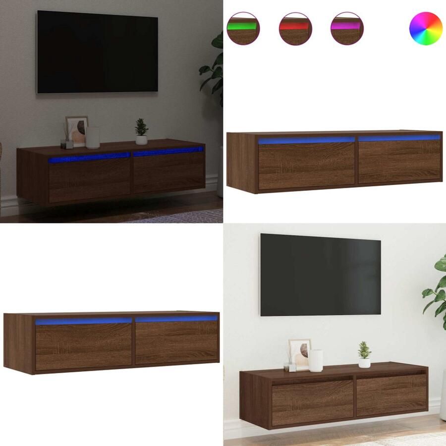 VidaXL Tv-meubel LED-verlichting 100X35 5x25 cm bruin eikenkleur Tv-meubel Tv-kasten -Tv-standaard Tv-dressoir