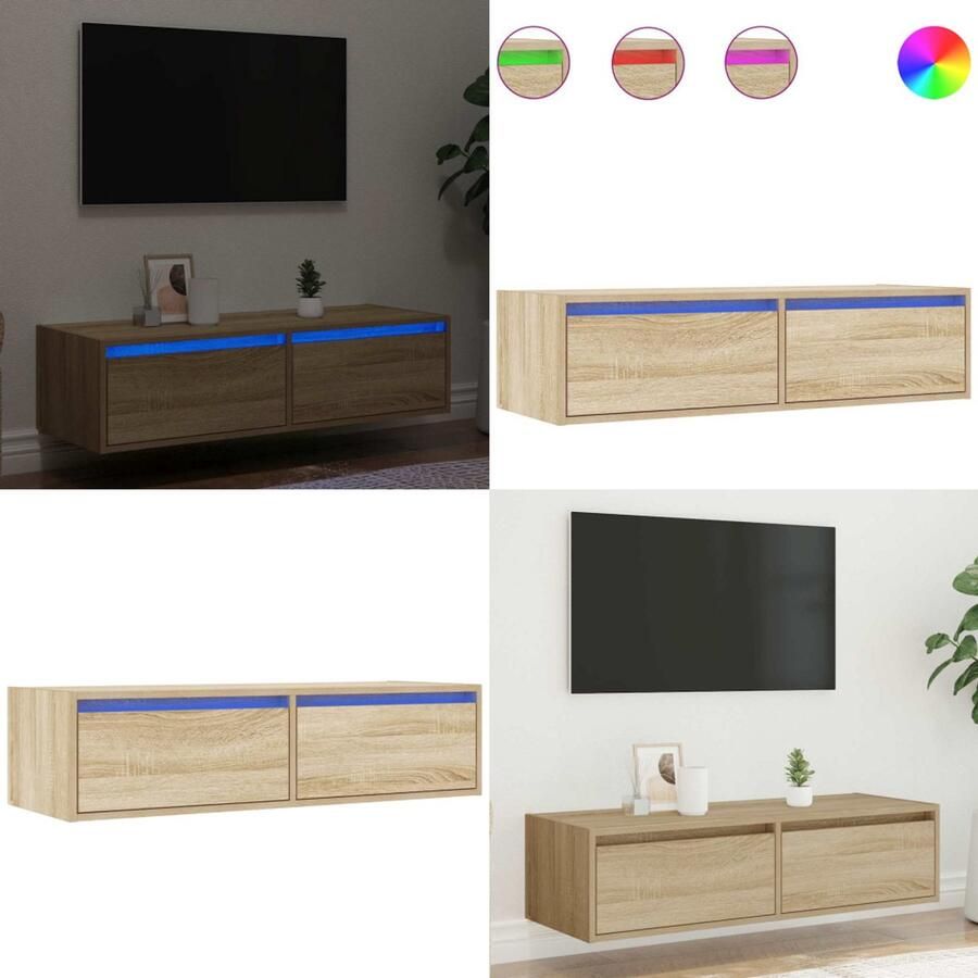 VidaXL Tv-meubel LED-verlichting 100X35 5x25 cm sonoma eikenkleurig Tv-meubel Tv-kasten -Tv-standaard Tv-dressoir