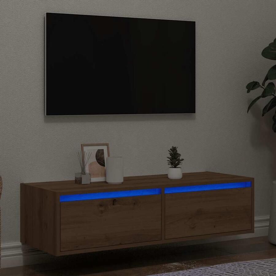 VidaXL Tv-meubel LED-verlichting 100x35 5x25 cm Tv Meubel Tv Kast Led Verlichting Houten Tv Stand