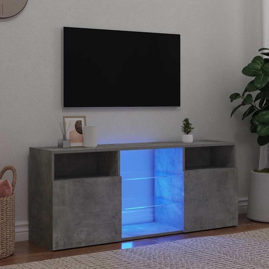 VidaXL Tv-meubel LED-verlichting 120x30x50 cm Tv-meubel Betongrijs Led-verlichting Houten Tv-stand Salon Meubilair Media Lowboard Rgb Licht - Foto 2