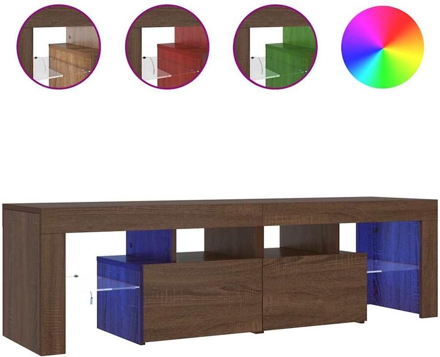 VidaXL -Tv-meubel-LED-verlichting-140x36 5x40-cm-bruineikenkleurig - Foto 5